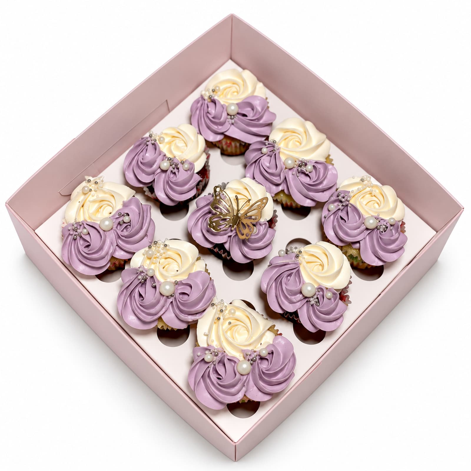 Purple Floral Cupcake Box