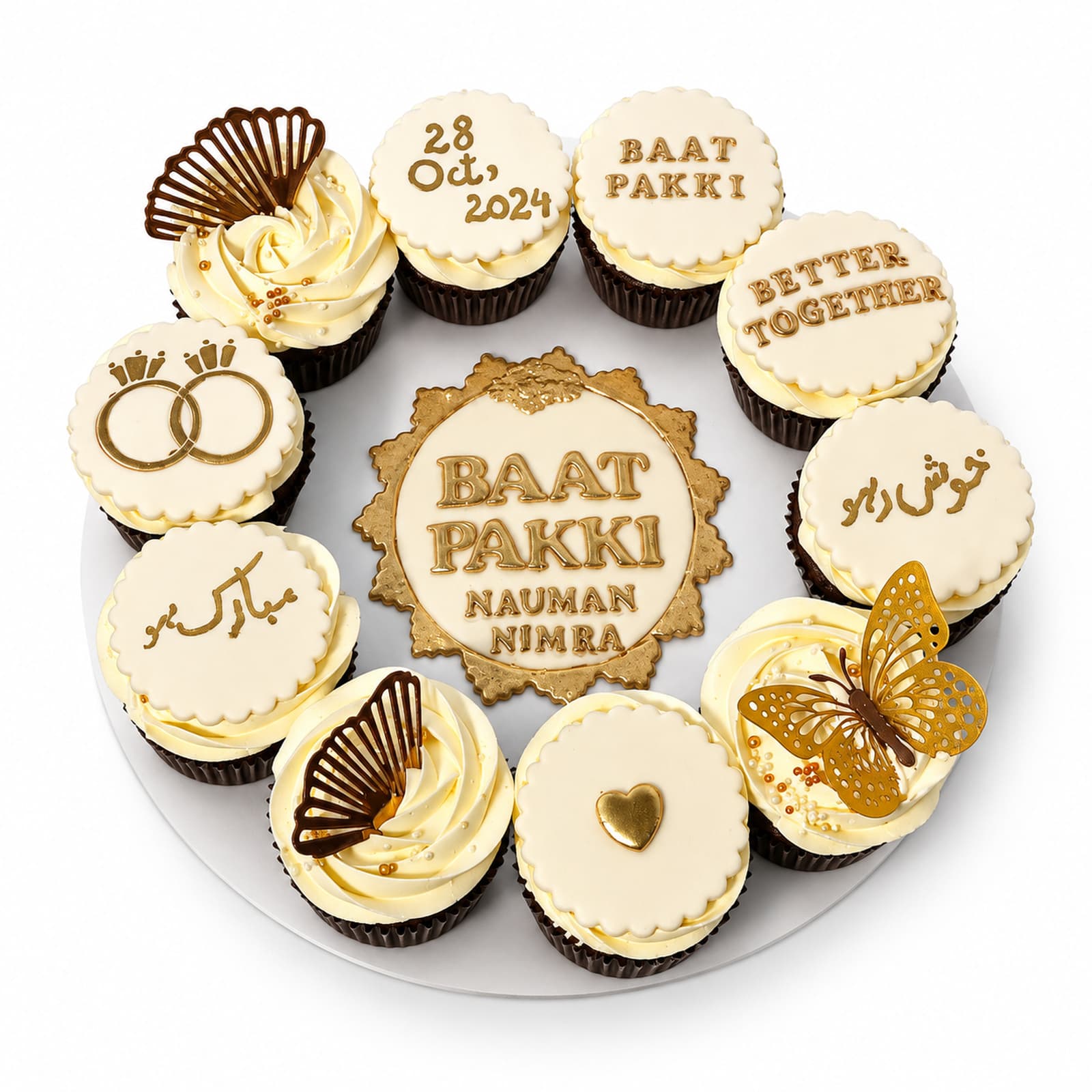 Baat Pakki Engagement Cupcake Wreath