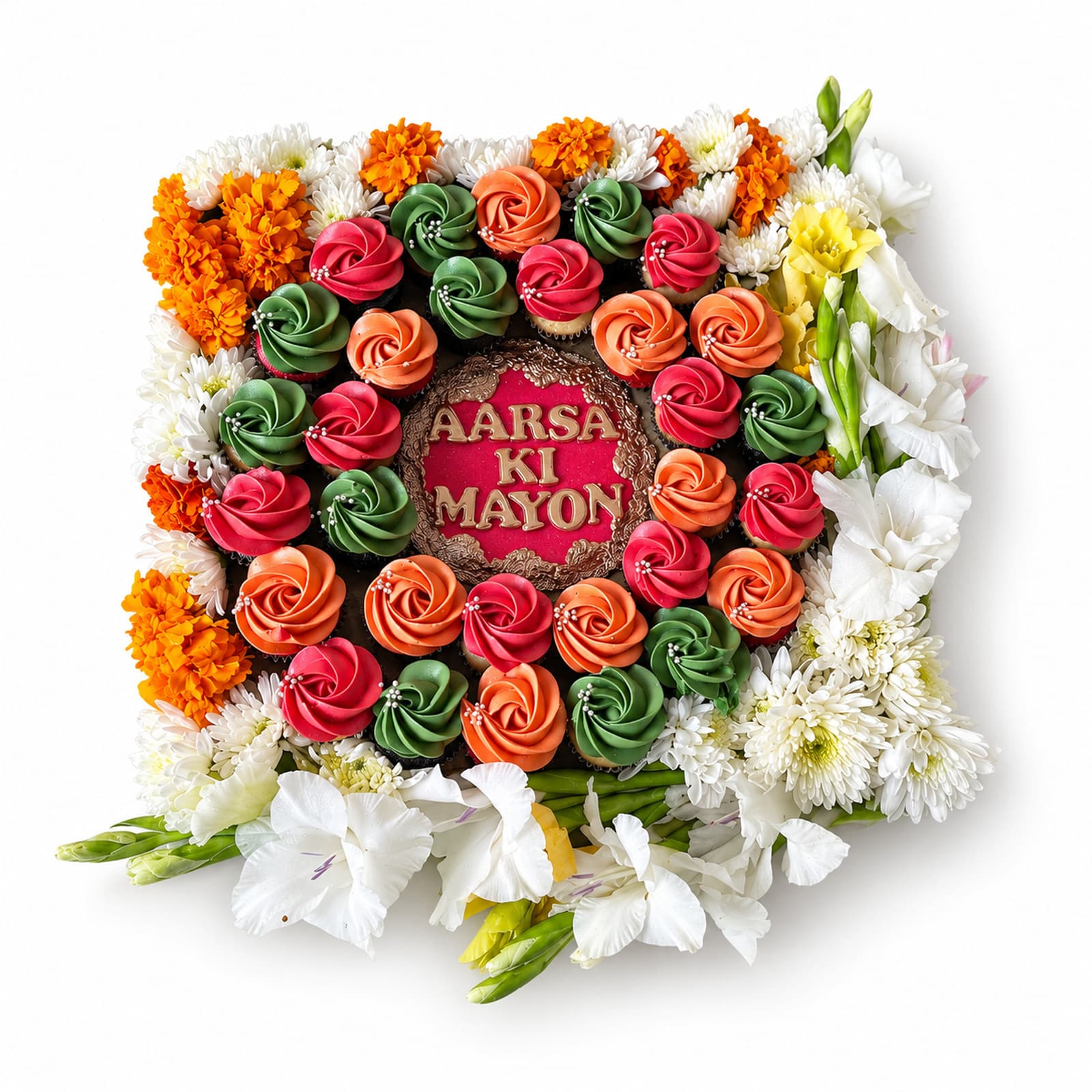 Orange & Pink Mayon Celebration Cupcake Board