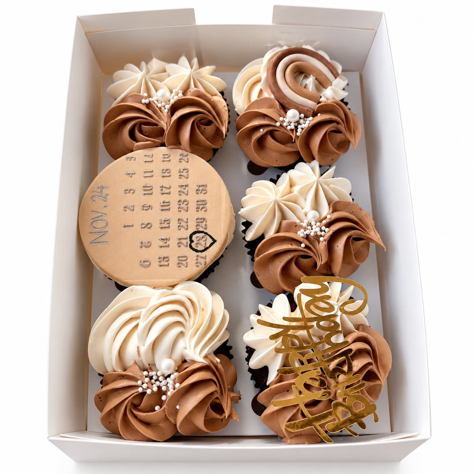 Brown Birthday Calendar Cupcake Box